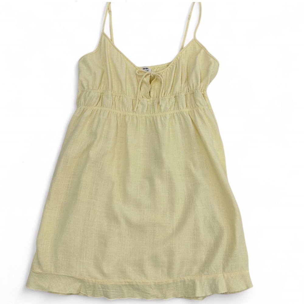 🌼 Cotton On Buttercup Yellow Tie-Front Mini Dress XL ✨ - Picture 2 of 7